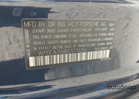 2012 Porsche Boxster z USA, uszkodzony, nr VIN WP0CA2A86CS710264